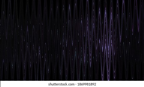 黒い背景に抽象的な波線が動き 輝きます アニメーション 鏡面反射効果を持つ脈動する波線 動くとき 美しい波線が輝きます のイラスト素材