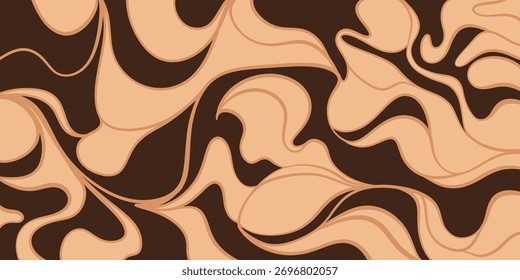 Abstract wavy pattern in a beige and brown palette	