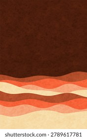 Abstract wavy pattern on brown washi paper texture background