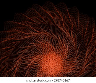 Abstract wavy pattern of thin glowing filaments for creative design projects