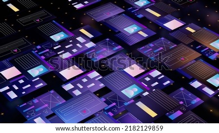 Abstract web pages and user interfaces. 3d illustration for business or development software. 3D Illustration