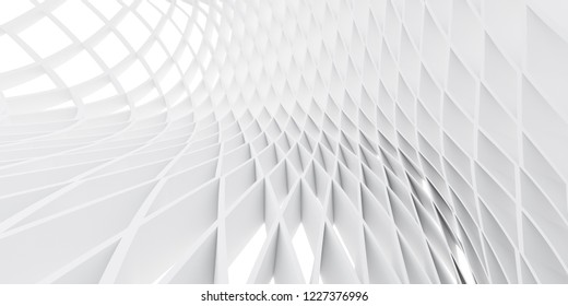 Abstract Of White Architectural Structure Pattern,Concept Of Future Design On Architecture,3d Rendering	