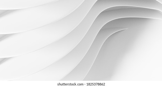 Abstract White Architecture Background.  3d Render. Modern Geometric Wallpaper. Futuristic Technology Design