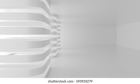 Abstract white architecture constructions, 3d render