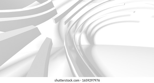 Abstract White Architecture Design Concept. 3d Render Illustration