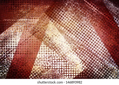 abstract white background red grid mesh stripes, graphic art image of hole cut outs, layered collage, vintage grunge background texture design, web technology background, industrial corporate style  