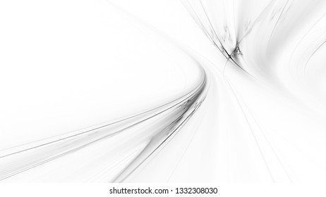 Abstract white background texture. Dynamic curves ands blurs pattern. Detailed fractal graphics. Science and technology concept.