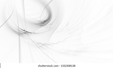 Abstract white background texture. Dynamic curves ands blurs pattern. Detailed fractal graphics. Science and technology concept.