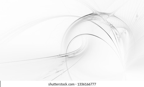 Abstract white background texture. Dynamic curves ands blurs pattern. Detailed fractal graphics. Science and technology concept.