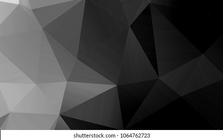 Abstract white black   gray polygon triangle pattern gradient background  3d render illustration 