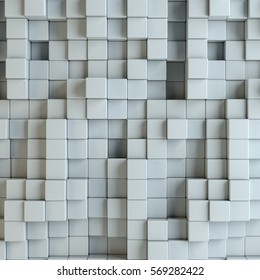 Abstract White Blocks. Template Background For Your Design. 3d Illustration