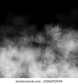 Abstract white color puffs of smoke swirl overlay on black background pollution. Royalty high-quality free stock image white color fog swirls fragments overlays on black backgrounds