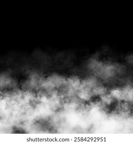 Abstract white color puffs of smoke swirl overlay on black background pollution. Royalty high-quality free stock image white color fog swirls fragments overlays on black backgrounds