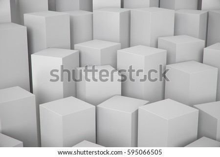 Abstract White Elegant Cube Background, 3D Rendering
