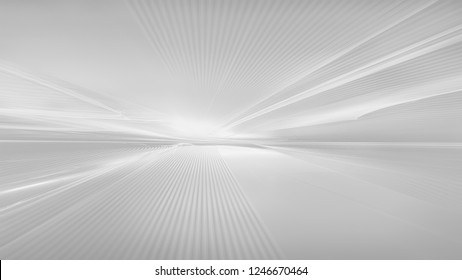 Abstract White Futuristic Background With Fractal Horizon