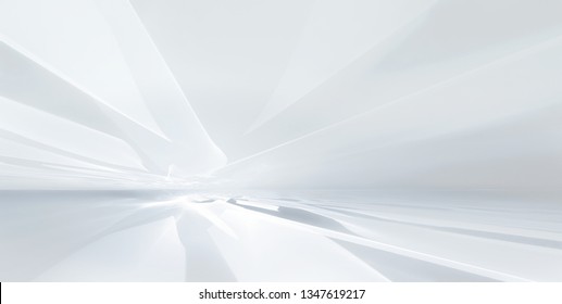 Abstract White Futuristic Background With Fractal Horizon