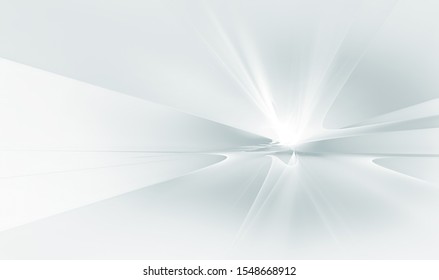 Abstract White Futuristic Background With Fractal Horizon