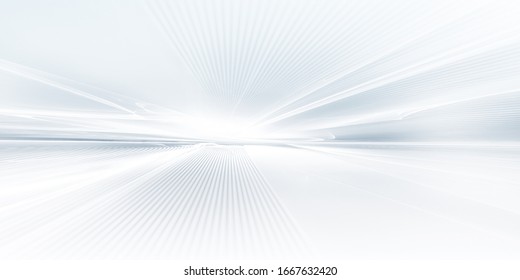 Abstract White Futuristic Background With Fractal Horizon