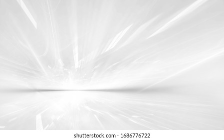 Abstract White Futuristic Background With Fractal Horizon