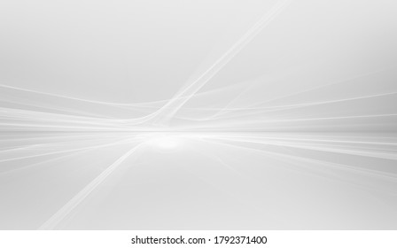 Abstract White Futuristic Background With Fractal Horizon