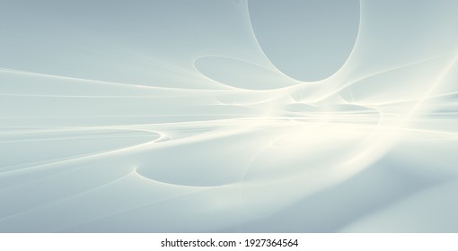 Abstract White Futuristic Background With Fractal Horizon