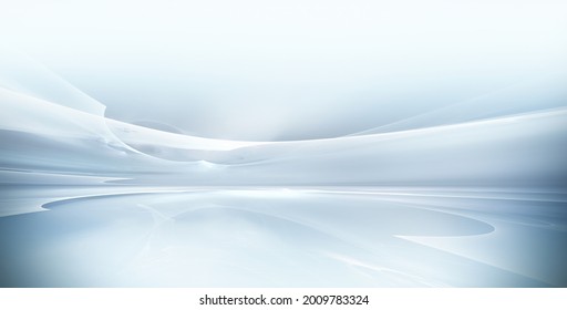 Abstract White Futuristic Background With Fractal Horizon