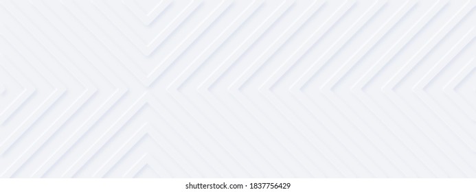 Abstract white geometric background with cross X right/left/up/down arrows lines. Empty interior accent wall moldings. DIY wooden decor. Trendy wide 3d DIY panels design. Halftone monochrome mockup #2
