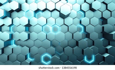 3d Illustration Abstract Blue Futuristic Surface Stock Illustration ...