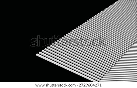 Abstract White Geometric Parallel Lines, 3D Minimalist Architectural Pattern on Black