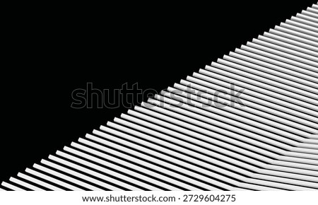 Abstract White Geometric Parallel Lines, 3D Minimalist Architectural Pattern on Black