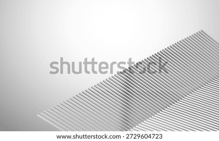 Abstract White Geometric Parallel Lines, 3D Minimalist Architectural Pattern, silver metallic