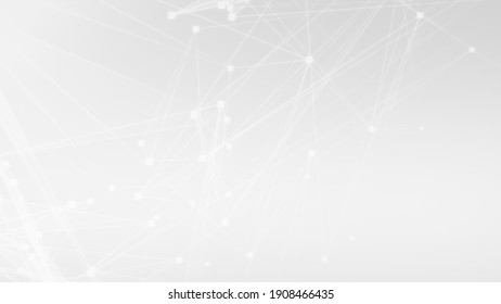 Abstract White Gray Polygon Tech Network With Connect Technology Background. Abstract Dots And Lines Texture Background. 3d Rendering.