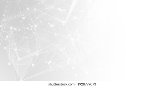 Abstraktes weißes, graues Polygon-Tech-Netzwerk mit Verbindungstechnik-Hintergrund. Abstrakte Punkte und Linien, strukturierter Hintergrund. 3D-Darstellung.