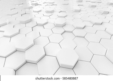 Abstract White Hexagon Background 3d.