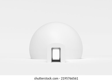 Abstract White House Dome Shape With Entrance On White Background. Modern Architecture With Empty Building. Concept Building Business. Futuristic Design Concepts.3D Rendering