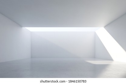 Abstract White Interior. Empty Room With White Walls. 3d Rendering