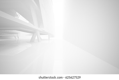 Abstract white interior of the future. 3D illustration and rendering