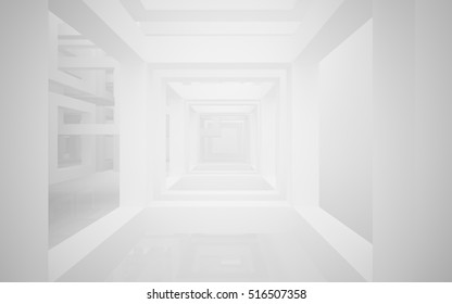 Abstract white interior highlights future. Architectural background. 3D illustration and rendering