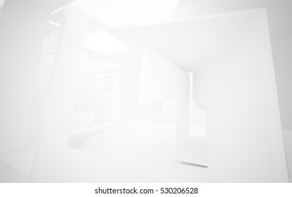 Abstract white interior highlights future. Architectural background. 3D illustration and rendering