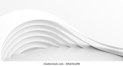 Abstract Of White Lines Background, Minimal Dynamic Shape, 3d Rendering.