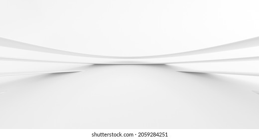 Abstract Of White Lines Background, Minimal Dynamic Shape, 3d Rendering.