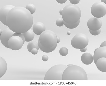 Abstract white many spheres design background. 3d render