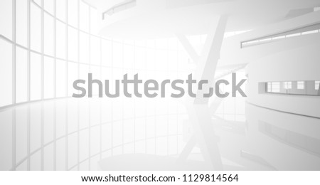Abstract white parametric interior with window. 3D illustration and rendering.