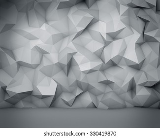 Abstract White Polygon Wall Background.