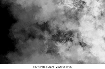 Abstract white puffs of smoke swirl overlays on black background pollution. Royalty high-quality free stock photo of abstract smoke overlays on backgrounds. Black smoke swirls fragments