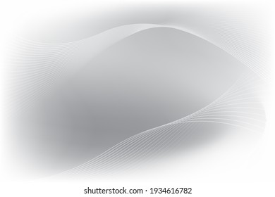 Abstract White Technology Background With White Particle Line And Dark And Light Grey Color. Template Of Modern Future.