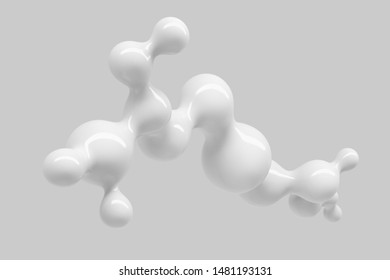 Abstract White Three-dimensional Background Of Flying Liquid Drops 3D Illustration Of 3D Rendering