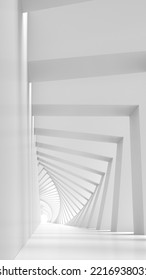 Abstract White Tunnel Background Perspective. 3d Render Illustration.