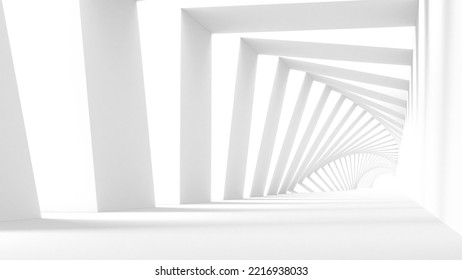 Abstract White Tunnel Background Perspective. 3d Render Illustration.