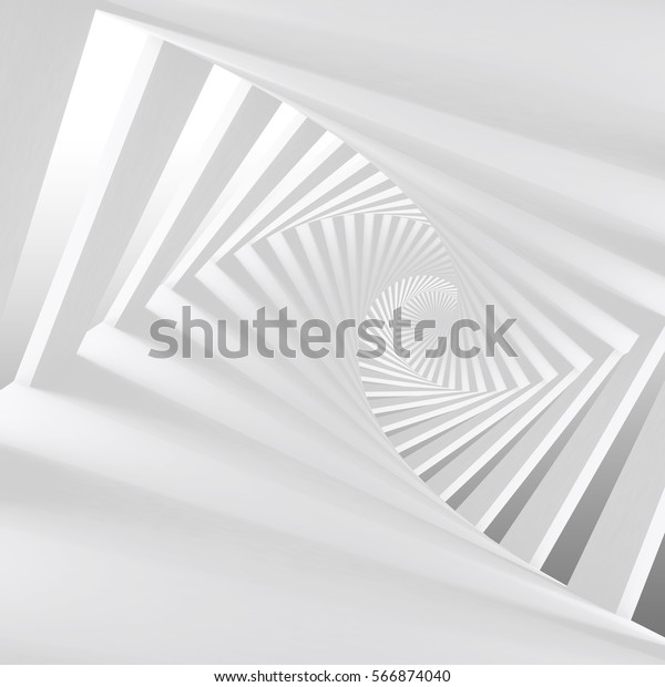 Abstract White Twisted Spiral Corridor Interior Stock Illustration ...